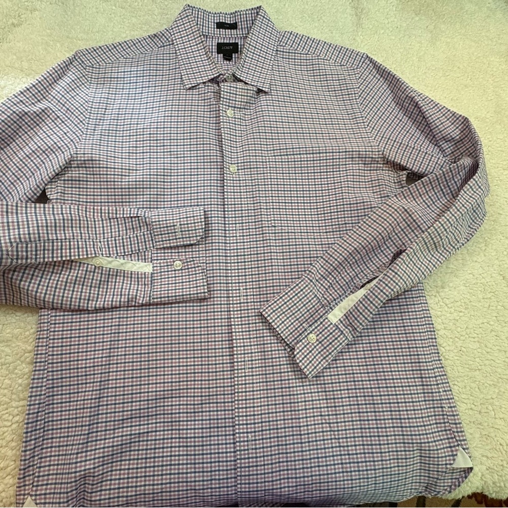 J. Crew Pink/Blue and White checkered Casual Button Down Shirt